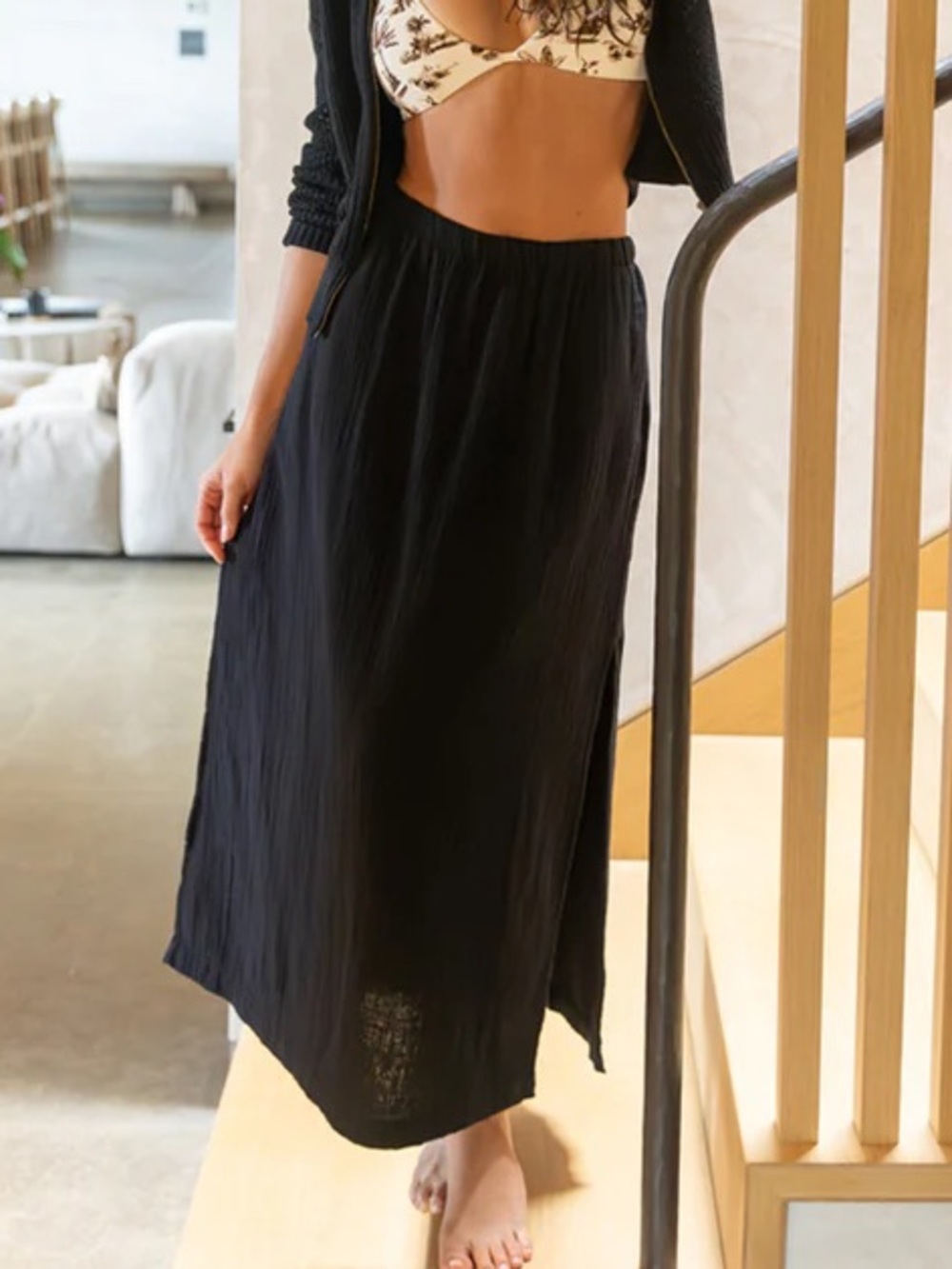 Carve Designs Yara Gauze Maxi Skirt with Side Slits NWT